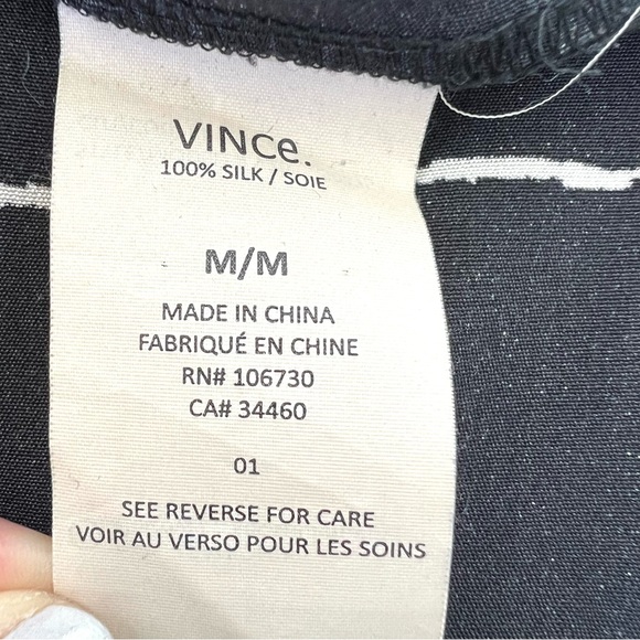 VINCE 100% Silk Black White Windowpane Print Side Pockets Mini Shift Dress Sz M - Picture 13 of 15